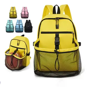 Kids Soccer Basketball Volleyball Yellow Backpack-Student Bag (9.6*4.2*13.8in)