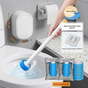 Disposable Toilet Brush Set with 24 Refills – Wall-Mounted Bathroom Cleaning Kit for Toilet, Sink, Bathtub & Drain