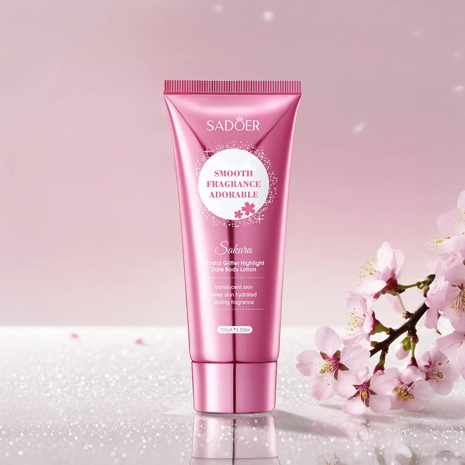 SADOER Sakura Crystal Glitter Body Lotion, Hydrating Moisturizer with Hyaluronic Acid for a Translucent Glow and Lasting Fragrance, Body Care, Moisturizers, Scented, Single Item, Body Care Products, Female