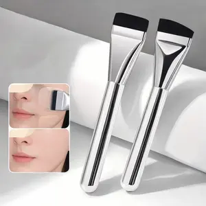 2pcs Foundation Brush Set – 1 Angled Flat Head + 1 Straight Flat Head, Ultra-Thin Makeup Brushes for BB Cream, Concealer & Powderl