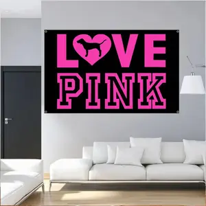 1pc LOVE PINK Pink Slogan Tapestry Flag,3x5fts 2x3fts Interior decoration, furniture decoration Mandala Floral Pattern Gift