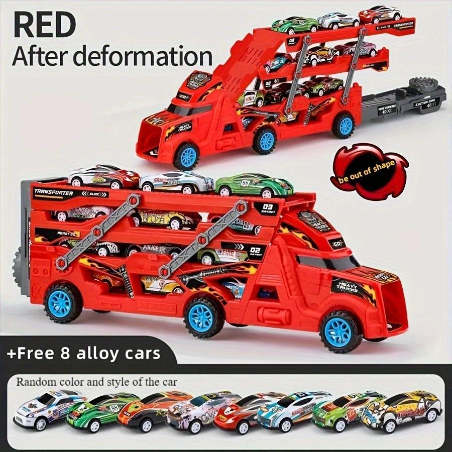 Transforming Launching Toy Car Set, Catapult Launcher Stunt Cars, Energy Release Deformation Vehicles, Action Battle Toys, Gift for Kids Boys Girls