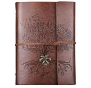 Leather Journal Notebook, Refillable Travel Vintage Writing Journals Diary, Gifts for Women, Men, Teen Girls and Boys, 100GSM Lined Paper,160 Pages(Brown, A5 9.2" x 6.5")