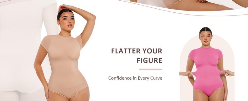 FeelinGirl Women's Crew Neck Cloud Bodysuits Fashion Short Sleeve Tops Stretch Basic Body Suit T Shirts Fit Comfortable Springtok