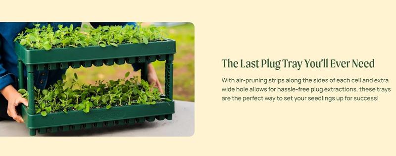 Vego Garden Seedling Suite Products 10" x 20" 76 Cells Stackable Seed Starter Germination Tray with 3-in-1 Plant & Pop Board & Bottom Watering Tray for Easy Seed Starting - Growing Kit