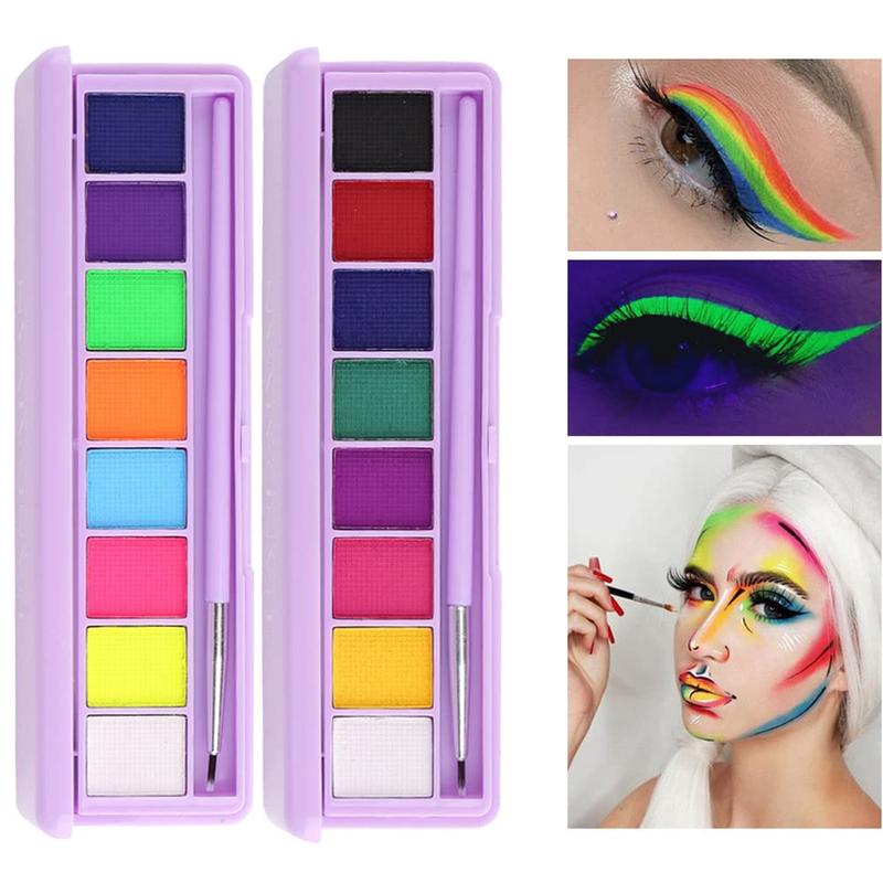 8 Colors Water Activated Eyeliner Palette Liquid Eyeliner Colorful Set Hydra Graphic Eyeliner Makeup Neon Face Paint Glow UV Black White Red Face Body Paint,Clown Makeup Kit (01)