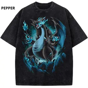 Mega Charizard Shirt Anime Shirt, Vintage T-Shirt- Unisex Menswear & Womenswear - Streetwear Tops - Casual Cotton Crewneck Shortsleeve Tshirt