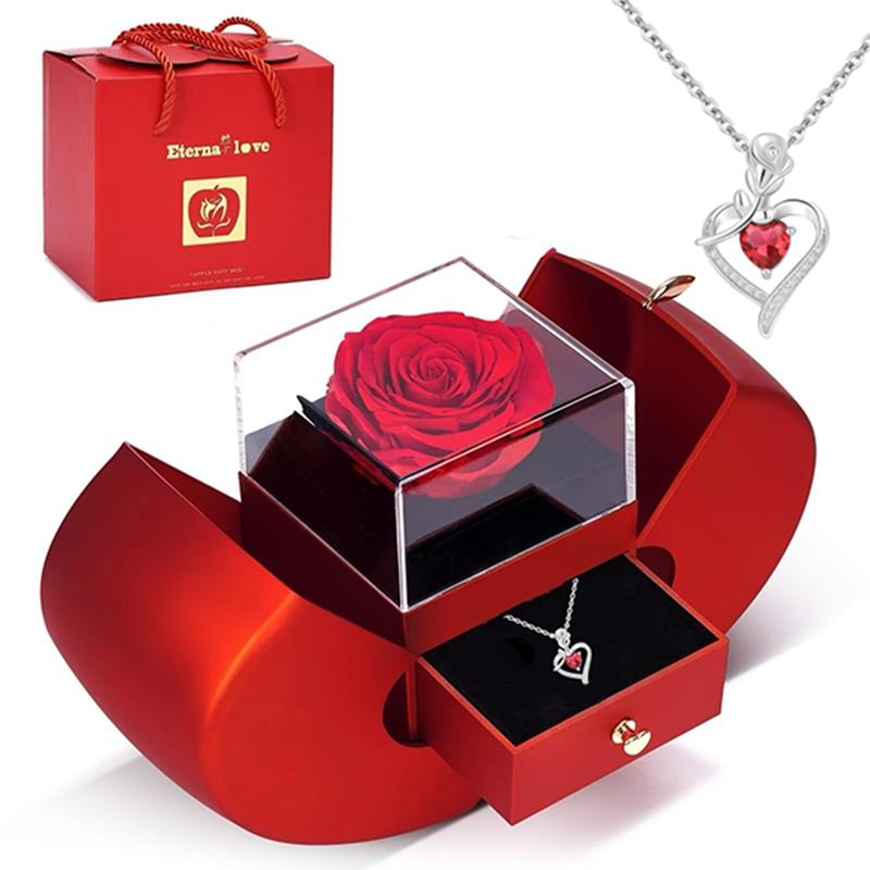 Apple shaped necklace gift box, red heart-shaped necklace, collectible creative gift, cute gift for girlfriend, mother, wife, Mother's Day, Valentine's Day, Christmas, birthday gift