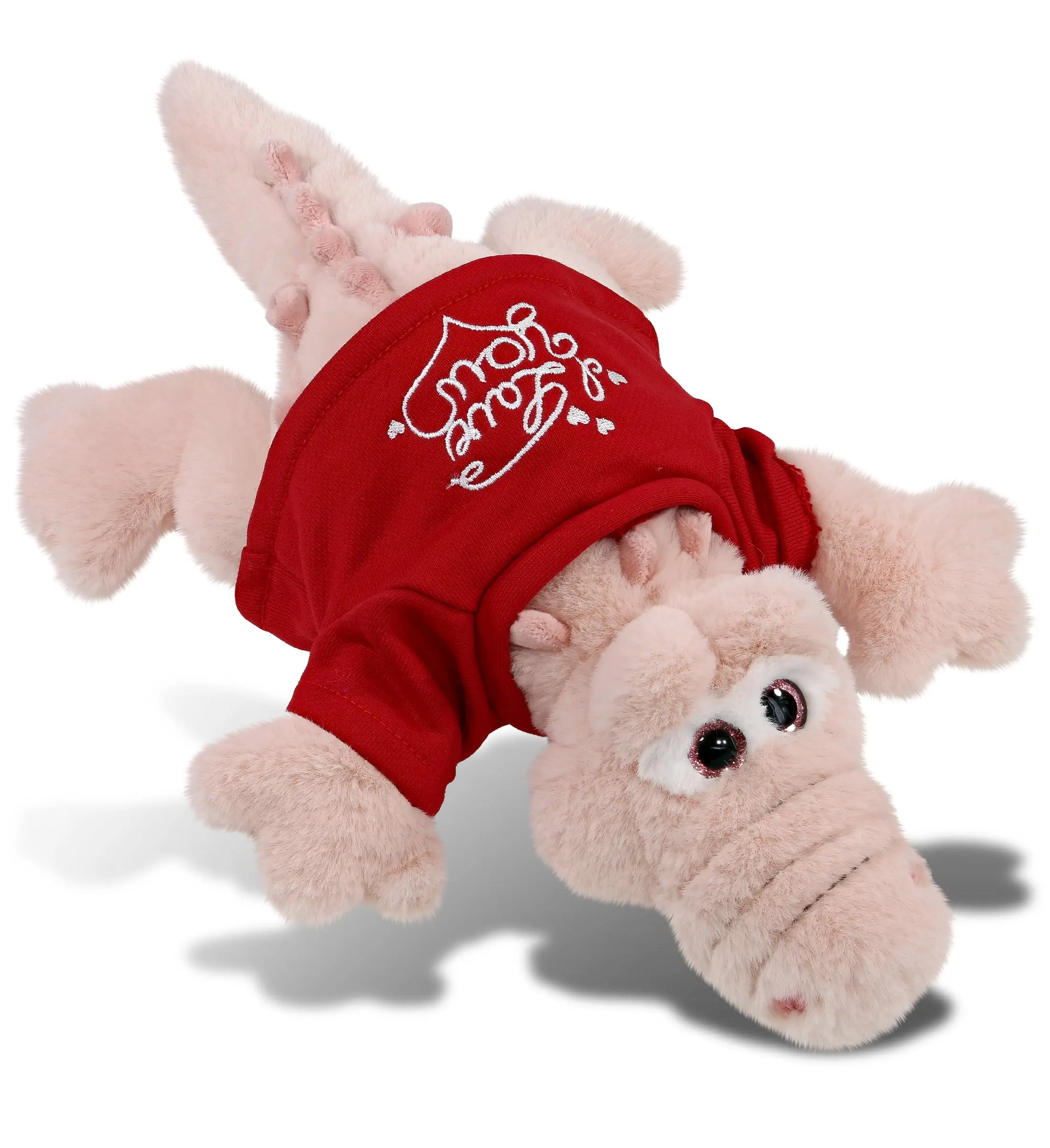 PLUSH I LOVE YOU RED SHIRT- SUPER-SOFT PLUSH - PINK ALLIGATOR SMALL 14"