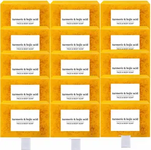 Lemon Turmeric & Kojic Acid Soap Bar, Dark Spot Reducer, Daily Skin Cleanser Sets for Acne-prone Skin,Moisturizing Gentle Kojic Acid Soap Bar Set with Soap Saver bags skincare clear fast Glycerin Cleansing Comfort Aroma Nourishing Radiant Scent Soothing