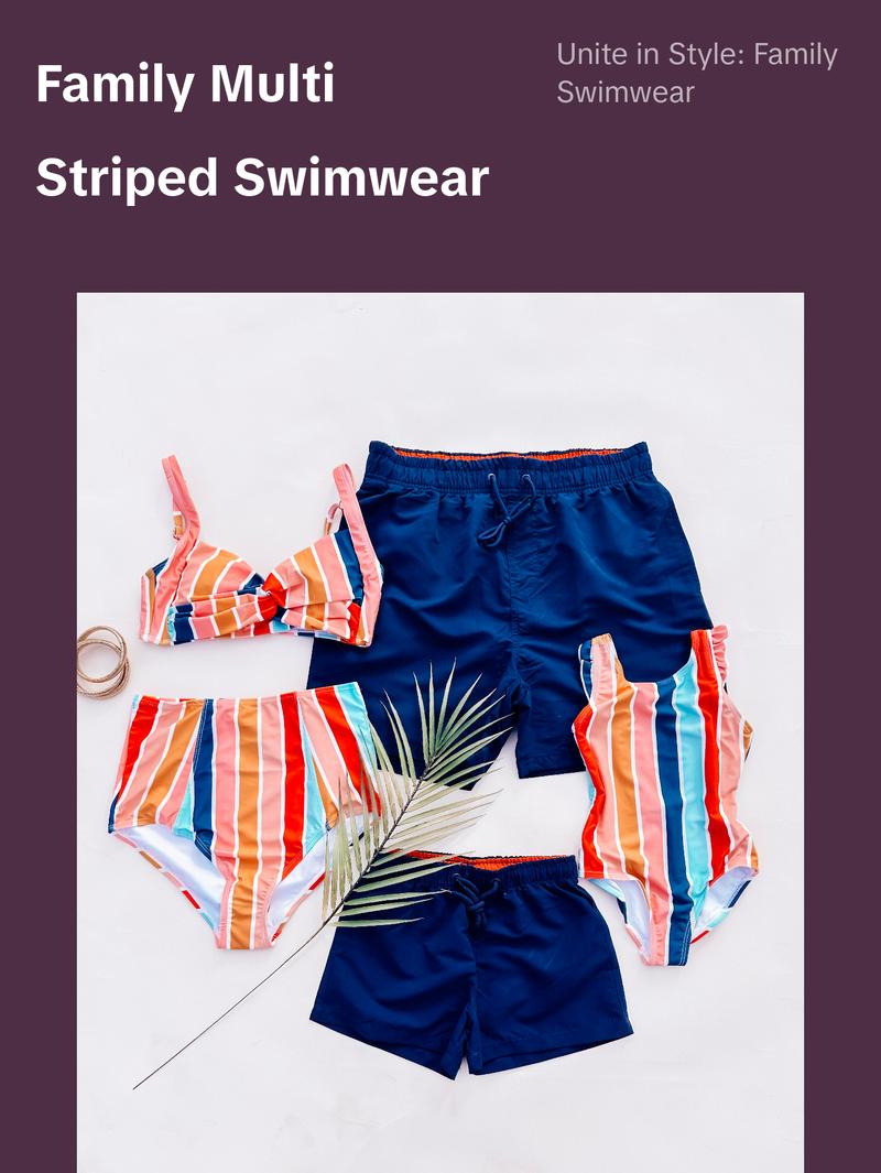 Family matching swimwear, family summer swimwear, Multi Striped Family Matching Swimwear