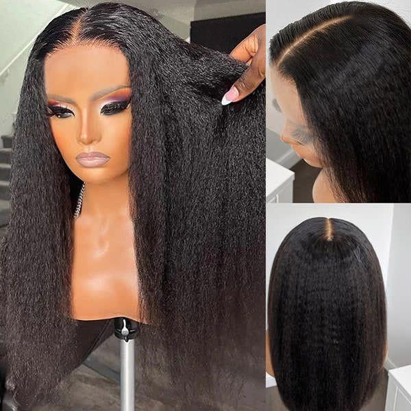 Bling Hair Invisi Draw-strings Kinky Straight 360 Glueless Wig PreCut Lace InvisiFit Strap Wear Go Wig Hidden Strap 360 Full Lace Front Wig