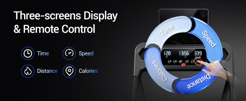 Incline Foldable Treadmill, 0.6-7MPH for Home 3.0HP Treadmills Screens Display Portable Walking Pad with Handle 300 LBS Capacity