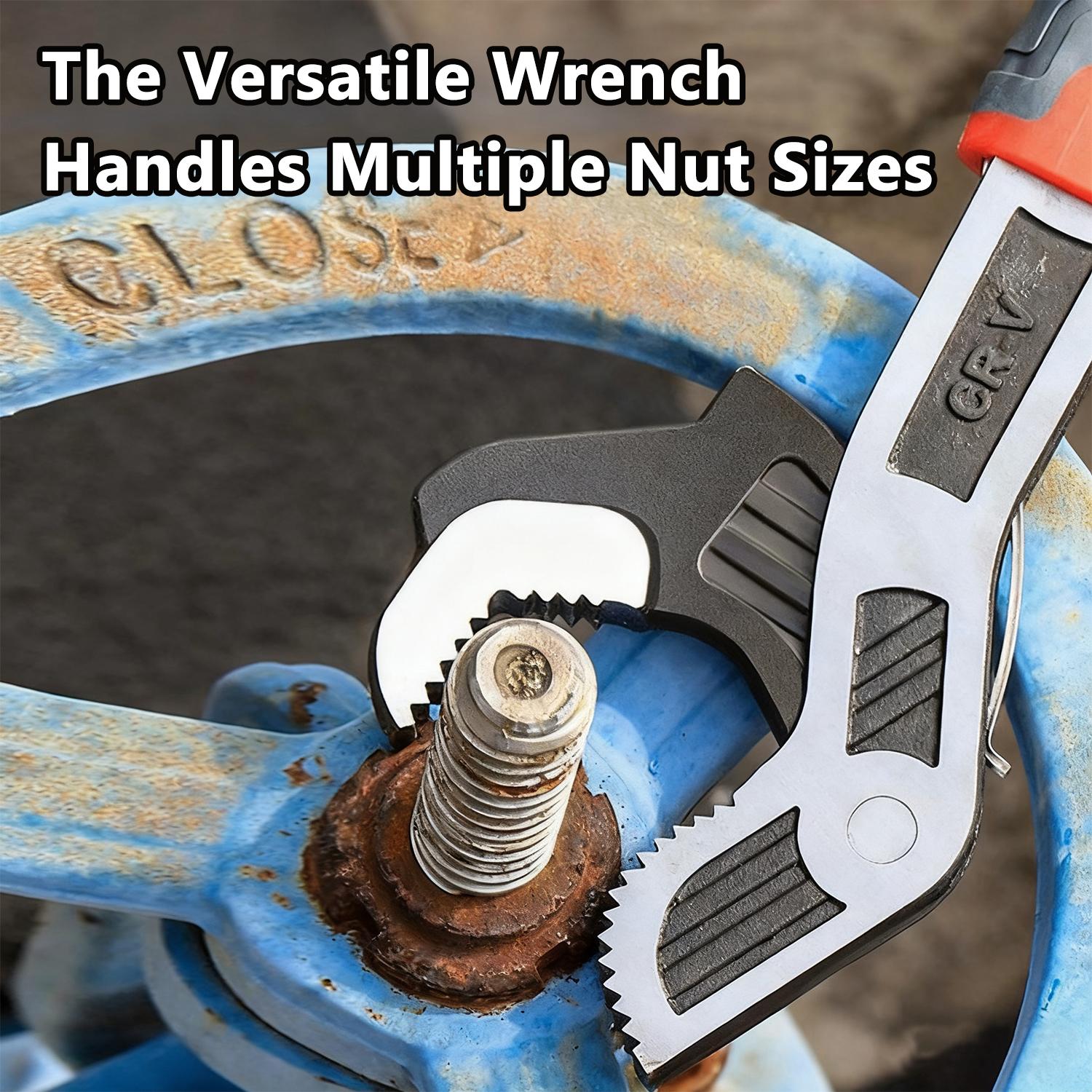 VAYWET Multifunctional Self-locking Wrench 6, 8 Inch Multi-model Pipe Flexible Wrench, Quick Opening Water Heating Plumbers Wrench 3/8”-1” Irregular Nuts Pipes Use Chrome Vanadium Alloy Steel 3 Sided Tooth Pattern Coverage Not Easy to Slip Strong Clamping