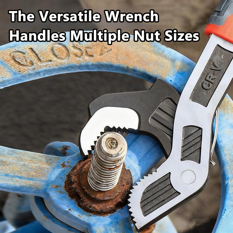 VAYWET Multifunctional Self-locking Wrench 6, 8 Inch Multi-model Pipe Flexible Wrench, Quick Opening Water Heating Plumbers Wrench 3/8”-1” Irregular Nuts Pipes Use Chrome Vanadium Alloy Steel 3 Sided Tooth Pattern Coverage Not Easy to Slip Strong Clamping