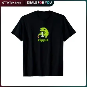 Funny Shirts for Men - Rippit Stoner Frog Smoker Theme Unisex T-Shirt, S-XXXL%, Friend Gift, Black, Unisex Crew Neck T-Shirt for Men and Women