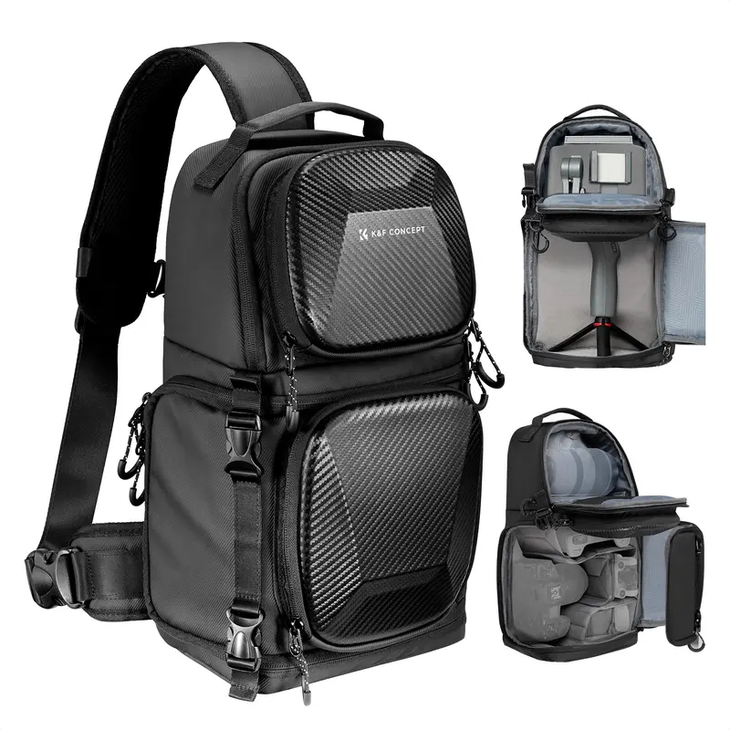 K&F Concept Hardshell Camera Sling Bag - Adjustable Handheld Crossbody Case for DSLR/SLR/Mirrorless Cameras, Lenses, Stabilizers, and Photography Accessories