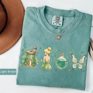 Comfort Colors Vintage Tinker Bell T-shirt Neverland Fairy Tee Tshirt Magical Vacation Tee Princess