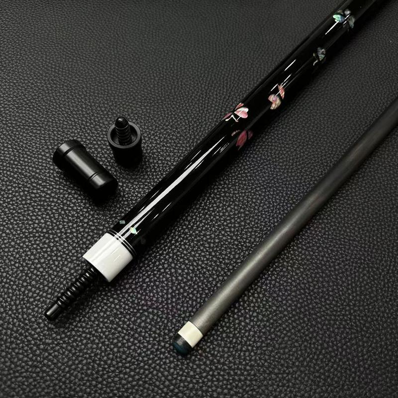 Carbon-Fiber Pool Cue LD Shaft with 1/2 Joint for Spin Control - Heavy-Duty Black Shell Inlaid Leather Grip, Water-Resistant & Splice-Proof Tip (11.8mm) w/ Extension - Professional Billiard Cue Stick