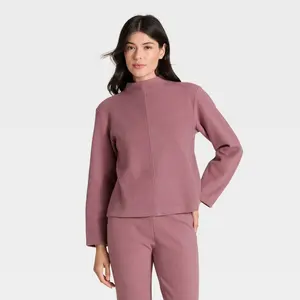 Women's Long Sleeve Brushed Mockneck Top - A New Day
