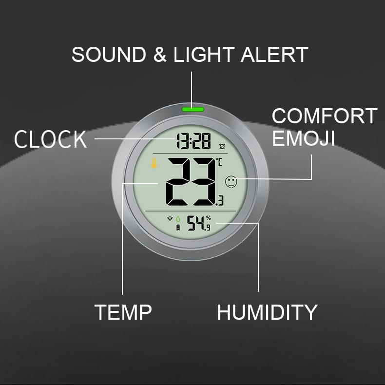PROTMEX Tuya Wifi Bluetooth Thermometer Hygrometer Date Time Alarm Multifunctional with Smart Life APP Temperature Humidity