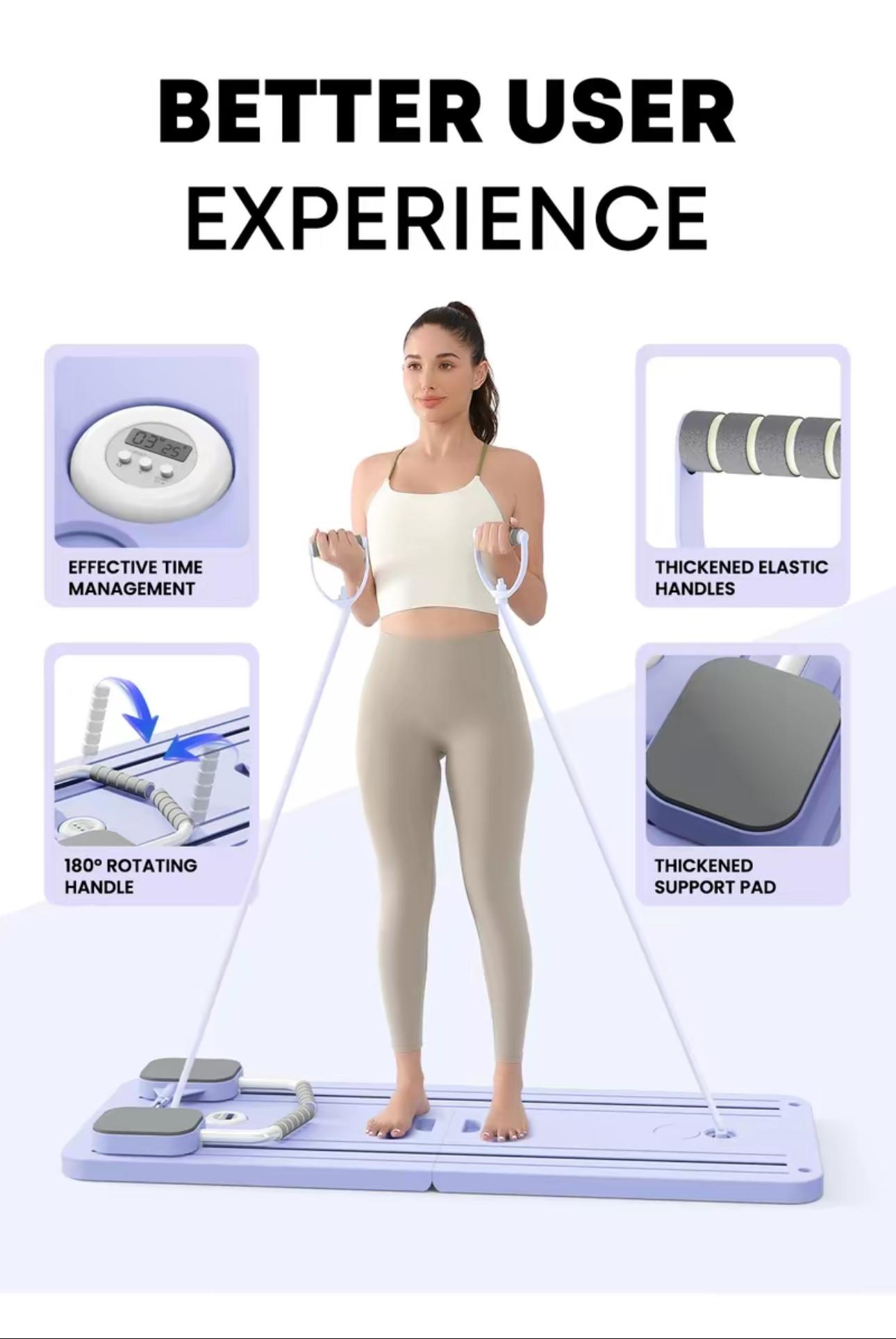 Pilates Board,Multi-functional Ab Exercise Board,FoldableHome Pilates Reformer with Knee Mat ,Timer andResistance Bands,Abs Workout Equipment forAbdominal & Core Strength Training #outdoorfun #dealsforyoudays