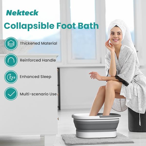 Nekteck Foot Soaking Tub Collapsible Bucket for Foot Bath Soak Tub, Foot Basin Foot Soaker with 138 Acupressure Nodes and Pumice Stone for Feet Massager Pedicure Foot Spa, Gifts for Men Women Dad Mom
