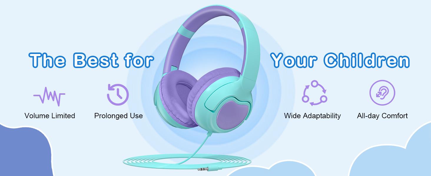 ZIHNIC R2 Wired Kids Headphones, Safe 85dB Volume Limit for Boys & Girls, Comfortable Earpads, Foldable Design for School, Tablets, and Travel-RED Earbuds Headset