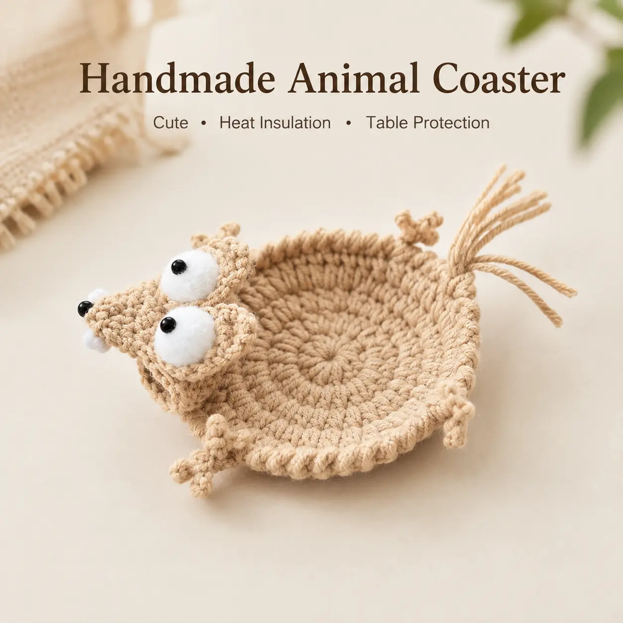 [Back to School]Cute Squirrel Design Coaster, Anti-slip Heat Resistant Cup Mat for Home Kitchen Dining Room Coffee Table Mat - MM2
