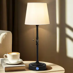 Valentine's Day Cordless Table Lamp, 5200mAh, Dimmable, Ambient Light, Touch Control, Portable, LED, Wireless, Rechargeable, Battery Operated, Desk Lamp, Kitchen Lamp, Fabric Shade, for Dining Room, Bedroom