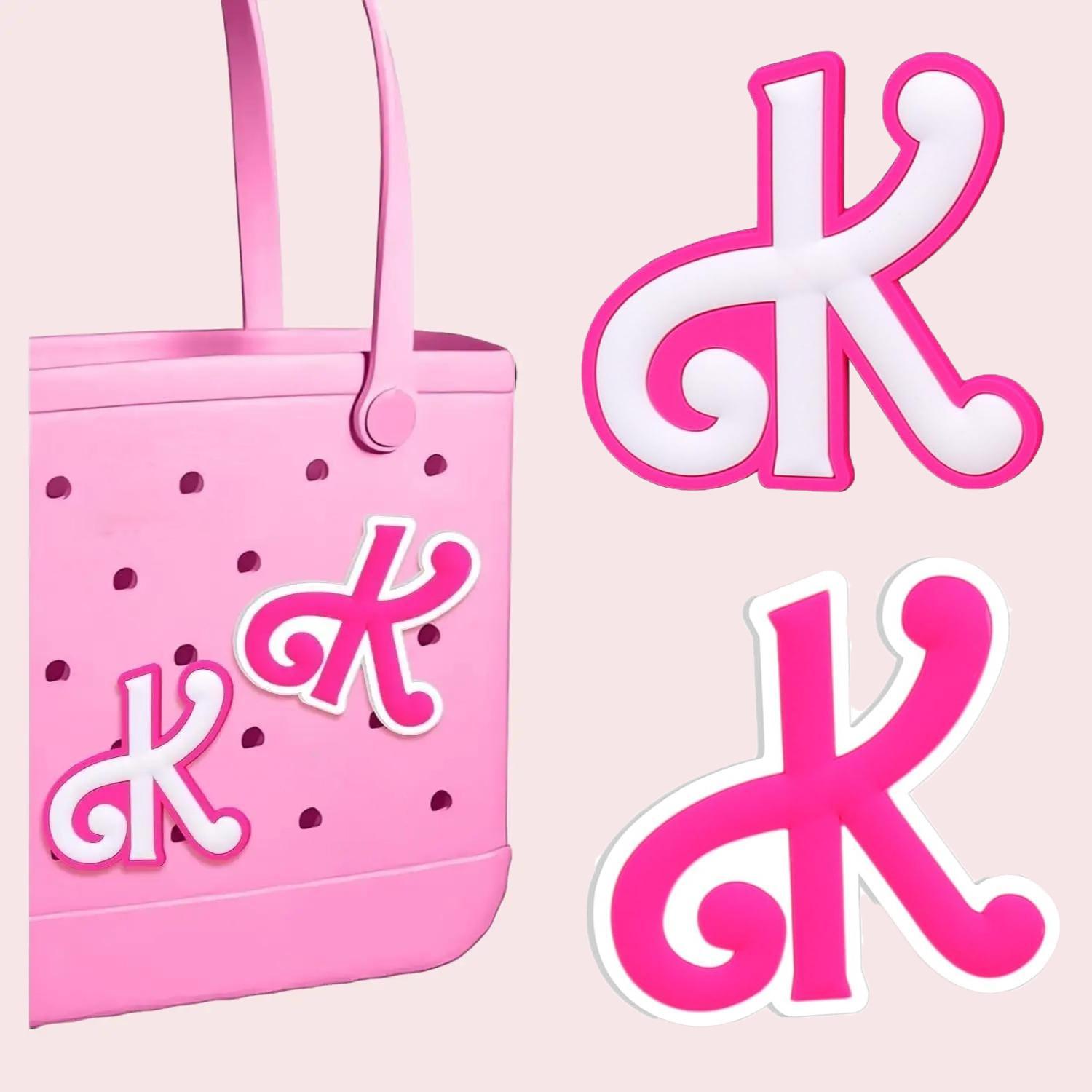 2Pcs Pink Personalized Letter Charm for Bogg Bag - A-Z Alphabet Decorative Charm Insert Accessories for Simply Southern Bag Original & Tote Beach Bags