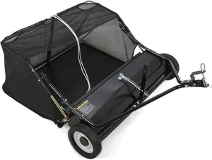 Tow Behind Lawn Sweeper 48 Inch, Large Capacity Heavy Duty Leaf & Grass Collector with Adjustable Sweeping Height, Dumping Rope Design for Picking Up Debris and Grass