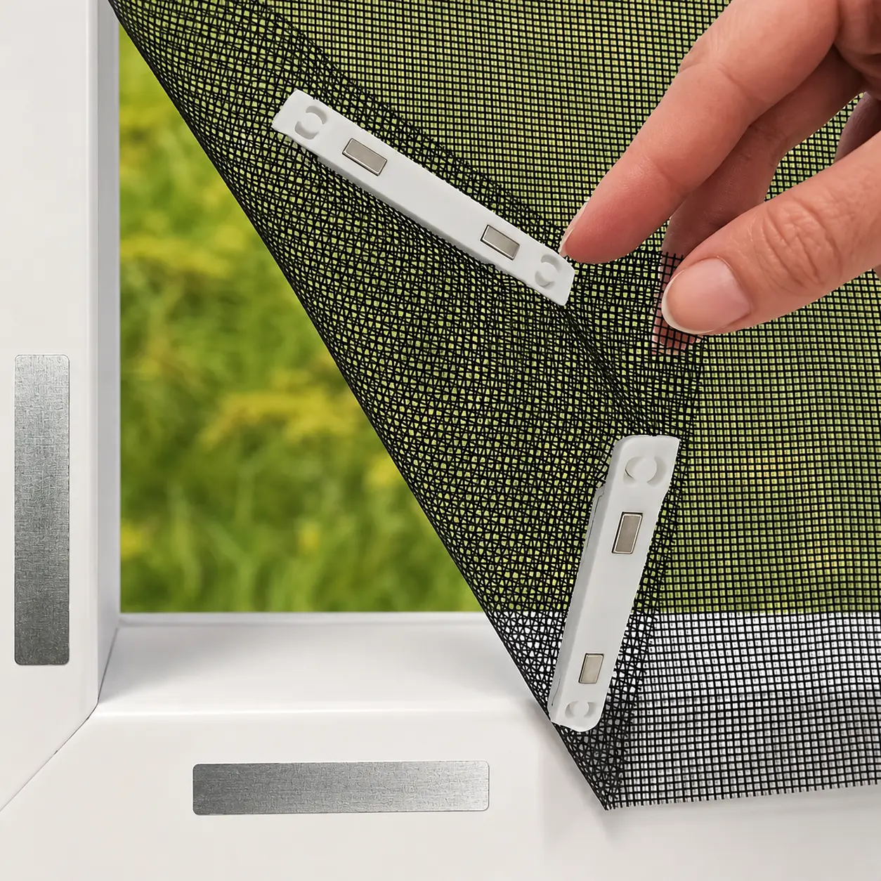 4.27x4.92ft Magnetic Window Screen - No-Drill Self Adhesive Tape, Strong Magnet Tape, Custom Size Cut-to-Fit Mesh Net, Removable Mosquito Guard for Home Windows & Doors (Black), Magnetic Tape, 4.27X4.92 Ft