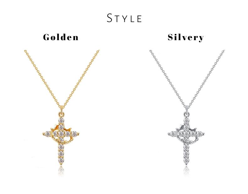 GGIRL Simple Crown Cross Pendant Choker Necklace for Women Men Girls Pretty Crown Cross Jewelry Gift for Daily Party Clothing Decor Trendy All-match Exquisite Fashion Accessory Fashion Jewelry Gift for Holiday Haul Christmas Birthdays Anniversaries