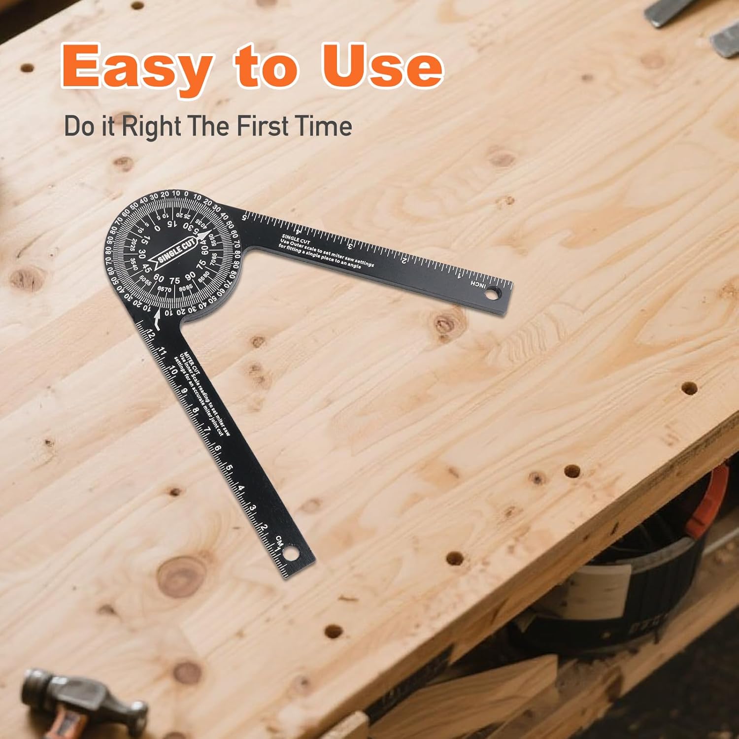 Aluminum Miter Saw Protractor| 7-Inch Rust Proof Angle Finder Featuring Precision Laser Engraved Scales Professional Miter Saw Protractor with Measuring Rulers for Angle Finder Carpentry, Crown Molding Tool & Baseboard building trade men BlackFriday