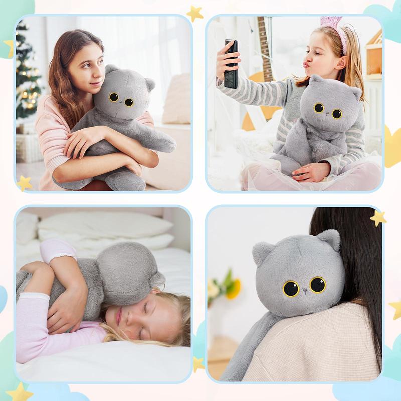 Mewaii weighted Stuffed Animals, 4 Lbs Customizable Gray cat Stuffed Animal Up to 5 Lbs, Stuffed Sloth Plush for Stress Relief, Ideal Birthday Gifts Halloween Christmas Gift for Girls Boys