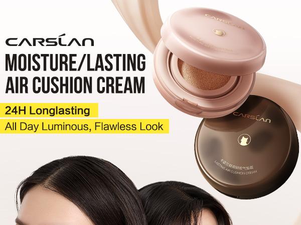 CARSLAN Lasting Air Cushion Cream Face Foundation Makeup, Lightweight, Medium to Full Coverage, Semi-Matte, Long-Lasting Oil Control/Moisturizing Finish Foundation (Refill Included)