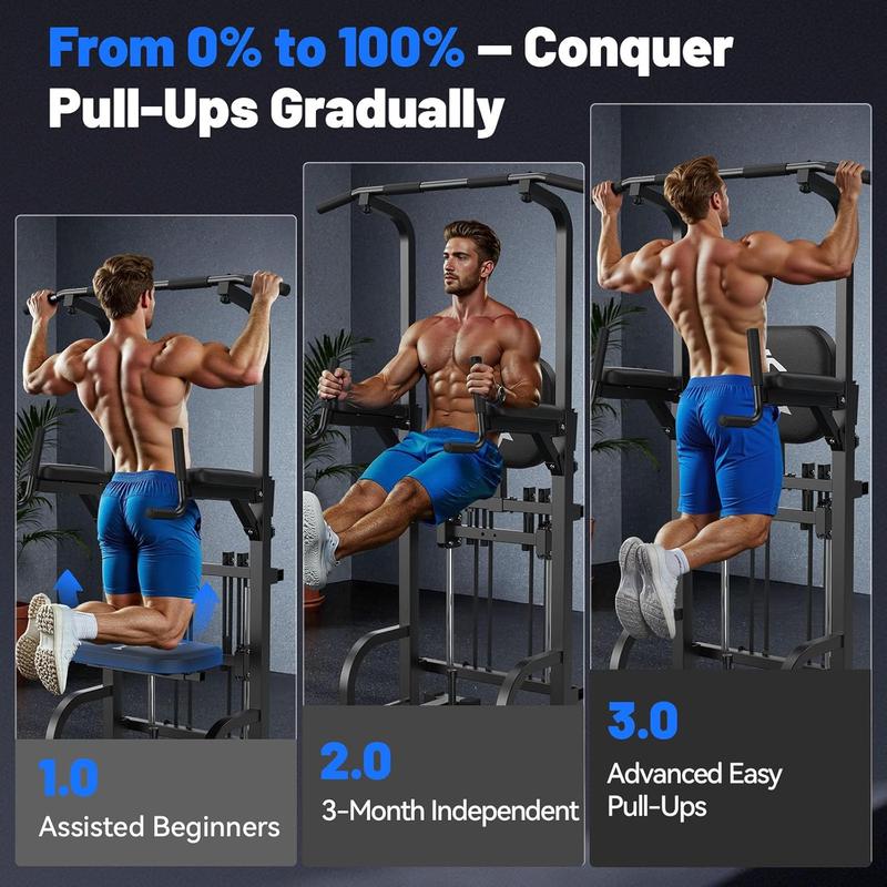 Sportsroyals Power Tower Pull Up Bar Station, 450LBS Stable Pull Up Dip Station for Home Gym Strength Training Equipment Sportsroyals Power Tower Pull Up Bar Station, 450LBS Stable Pull Up Dip Station for Home Gym Strength Training Equipment