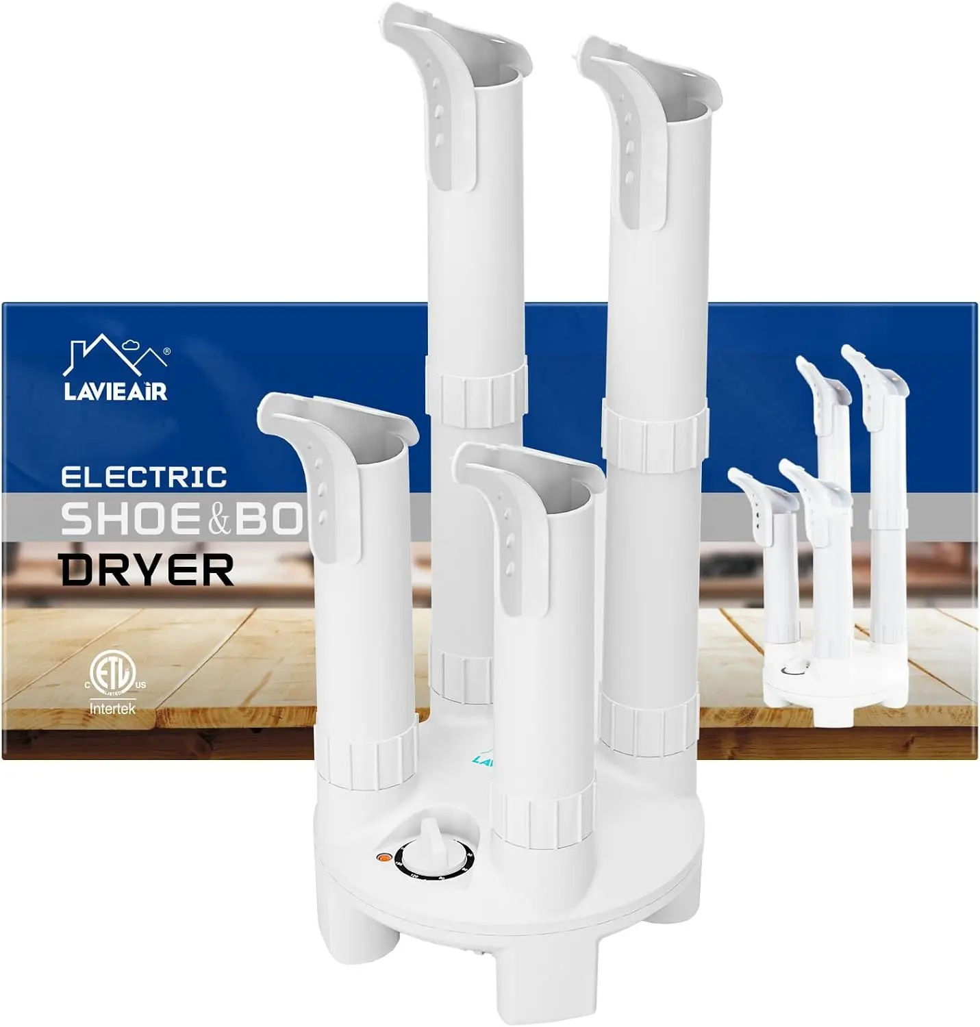 250W Fast Boot and Shoe Dryer with 4 Drying Tubes, Dries 2 Pairs at Once, 180-Minute Timer, Warm Air Moisture and Odor Control for Work Boots, Sneakers and Gloves