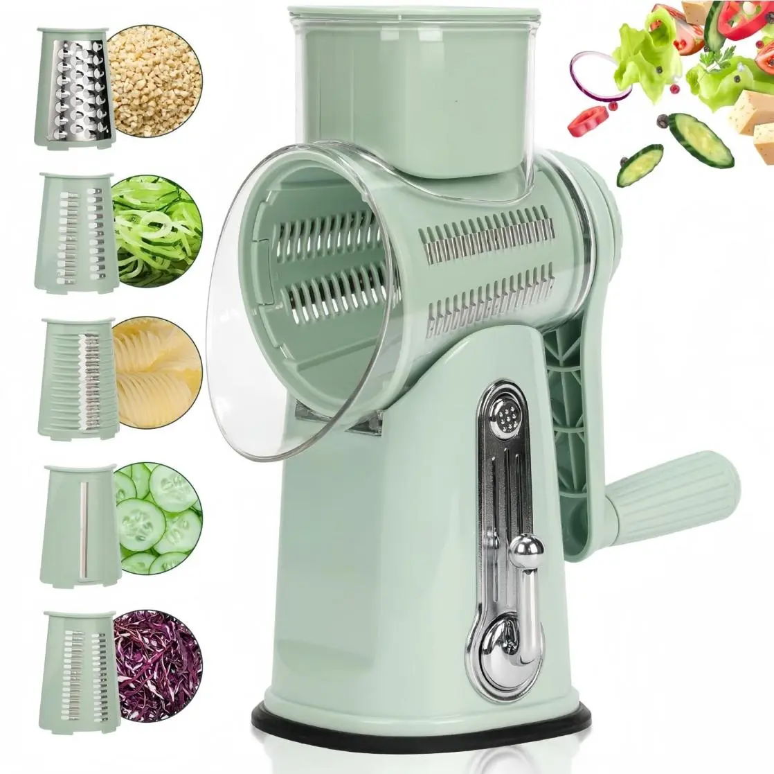 Rotary Cheese Grater with Handle, Manual Vegetable Slicer Grater with 5 Detac... Utensils Kitchen