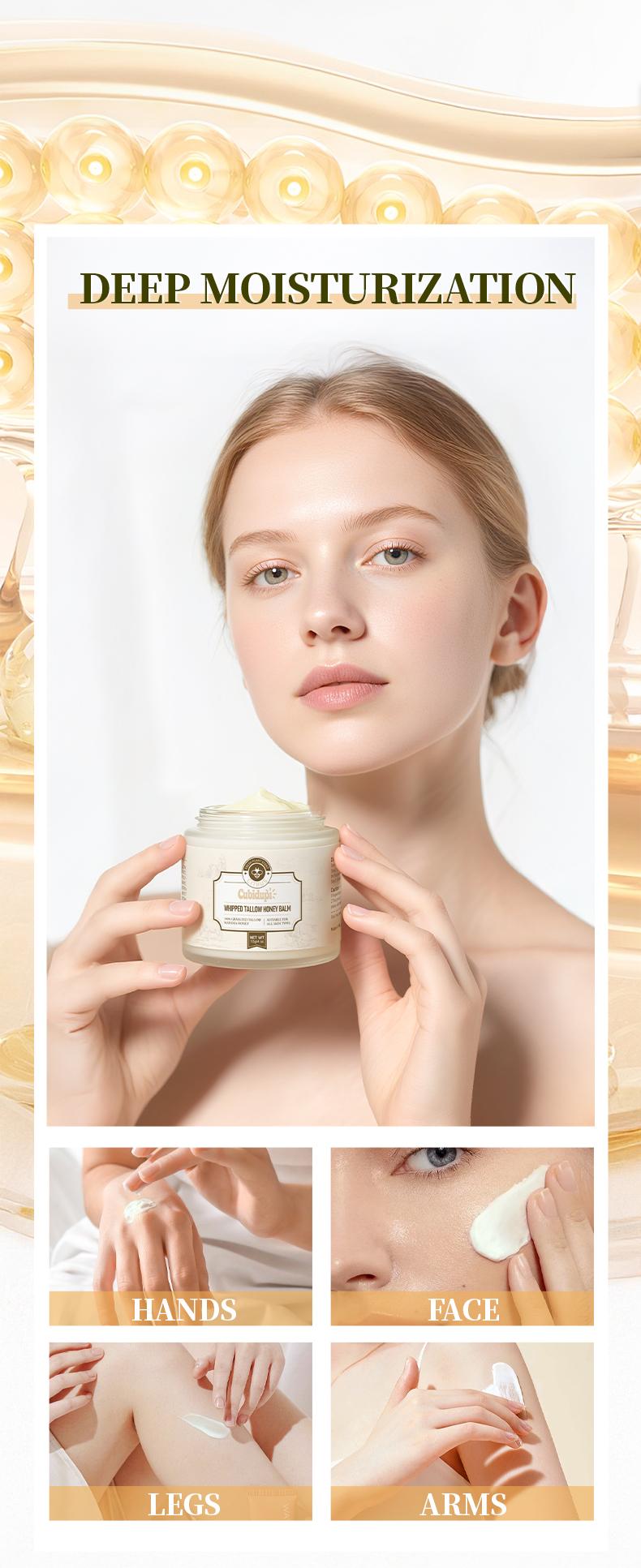 Organic Whipped Grass-Fed Beef Tallow Balm with Raw Manuka Honey – All-Natural Moisturizing Cream for Face, Body & Lips – Handmade Skin Care for Soft, Smooth & Nourished Skin – 4 Oz Jar