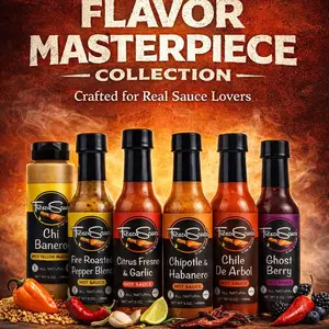 Fresco Sauce King Hot Sauce 6 pack- Chi Banero Spicy Mustard- Fire Roasted Pepper Blend- Citrus Fresno & Garlic- Chipotle & Habanero-Chile De Arbol- Ghost Berry Hot Sauces