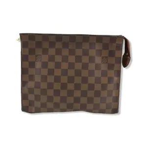 Pre-owned Louis Vuitton Damier Ebene Canvas Small Leather Goods Special Edition Pochette Toilette 26 LV1824