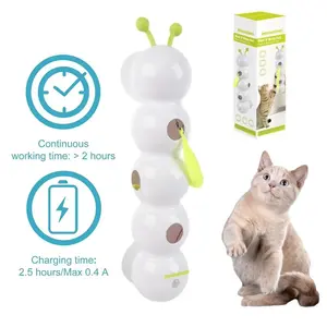 Caterpillar Plush Motion Sensor Interactive Cat Feather Toy • USB Rechargeable Strong Suction Base