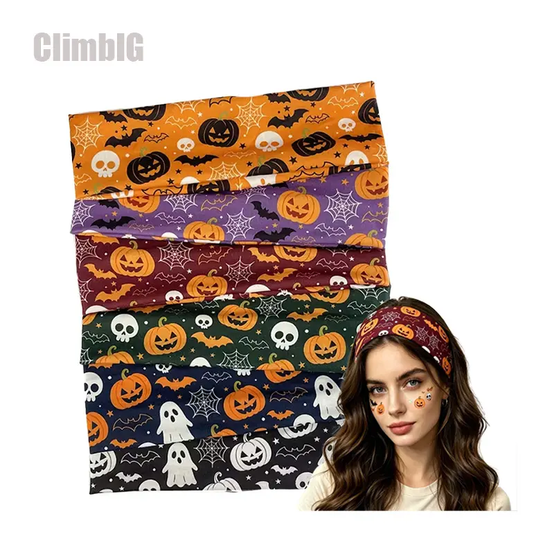 2/6PCS Halloween Headband, Cute Pumpkin Ghost Bat Spider Print Elastic Hair Band, Spooky Season Hair Accessories for Women Girls, Fall Aesthetic Costume Accessories, Halloween Party Outfit Decor, Holiday Dress Up Props