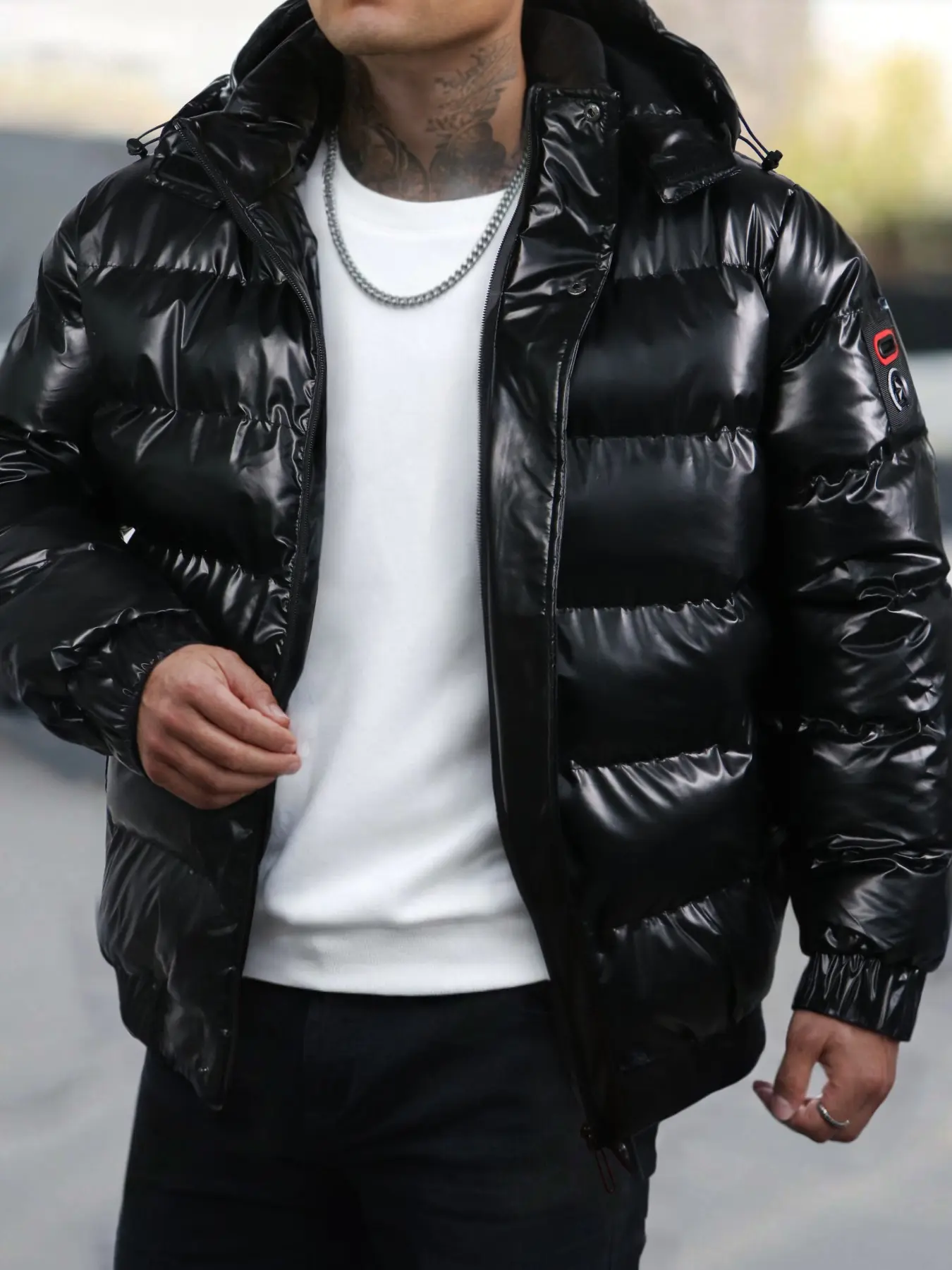 Men's Winter Warm Hooded Casual Quilted Puffer Jacket, Fashion Trendy Loose Fit, Windproof Waterproof Thick Shiny Cotton Coat