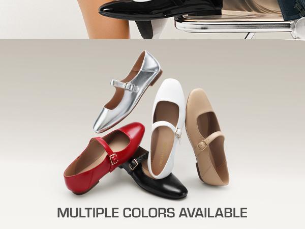 DREAM PAIRS Women's Flats Square Toe Mary Jane Flats Comfortable Casual Slip On Dress Shoes Ballet Flats with Buckle Strap Business Casual Work Office Mary Jane Shoes Girl  Knee Flatform Running Footwear