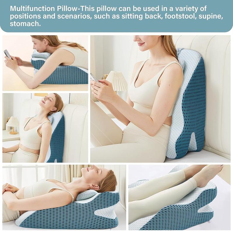 Wedge Pillow, Pillow Wedge with Small Support Pillow Ergonomic Memory Foam Wedge Pillow for Female, Comfortable Wedge Pillow for Neck and Back, Small Wedge Pillow for Sleeping Reading Back Pain Relief(Suitable for people weighing 100-250IB)