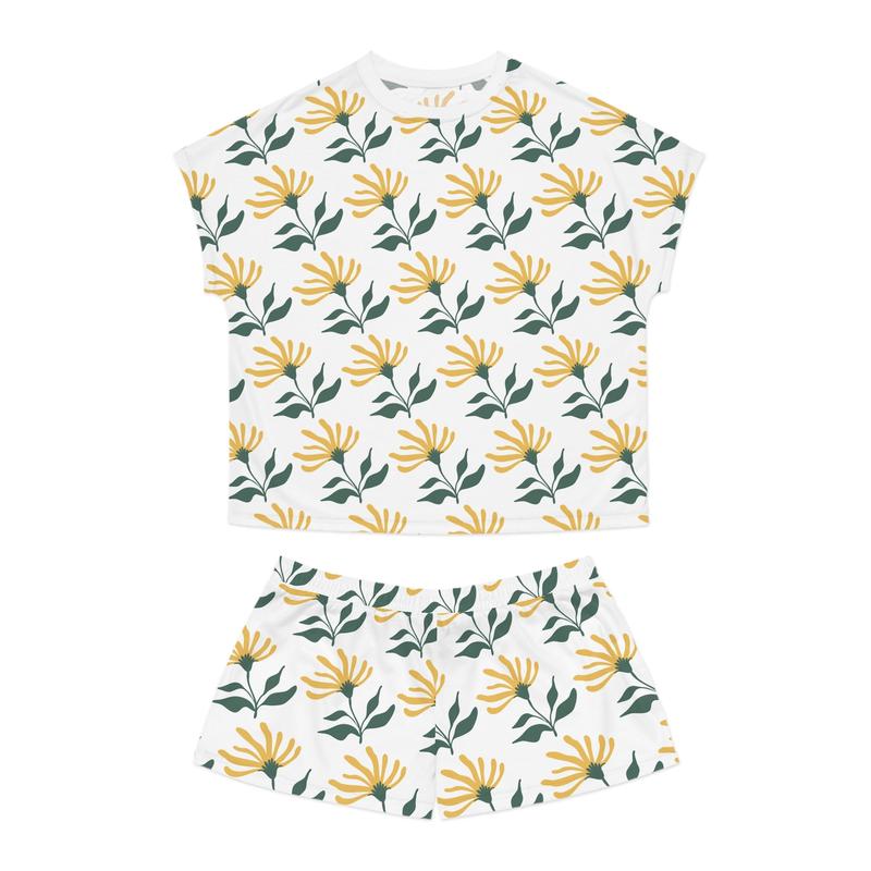 Yellow Flower Women's Short Pajama Set