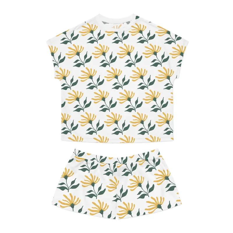 Yellow Flower Women's Short Pajama Set